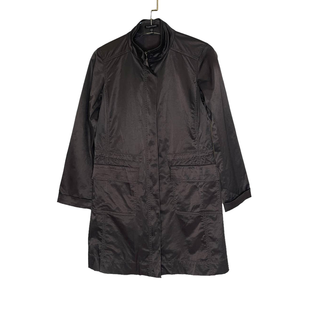 Eileen Fisher Satin Sheen Trench Coat size xsmall - Picture 1 of 8